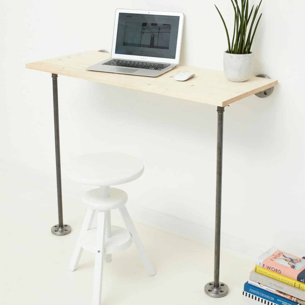 Industrial Style Tisch Sekretär Konsole DIY Möbel Industrial selber bauen Wasserrohr Temperguss
