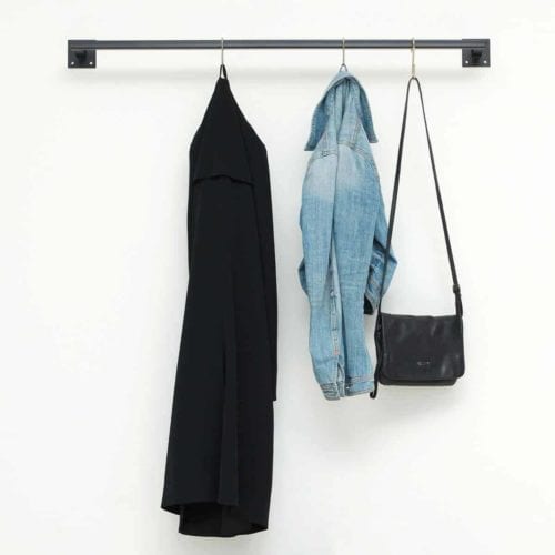 Kleiderstange Wandmontage Industrial Design Metall geschweisst schwarz pulverbeschichtet Vierkantrohr Eckig
